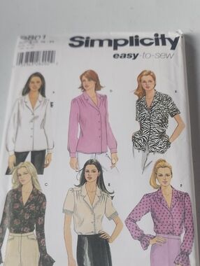 Simplicity Pink Long-Sleeve Button Front Blouse Pattern Illustration